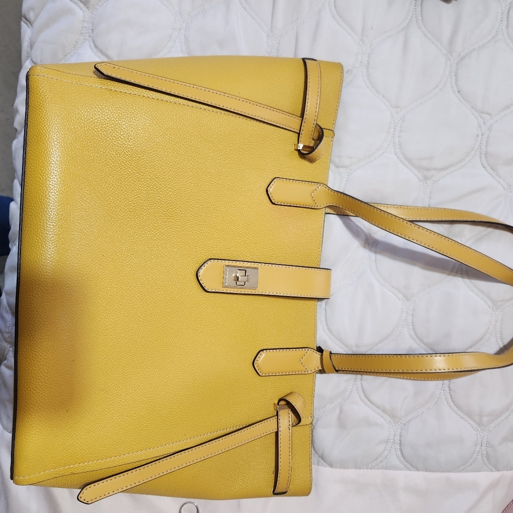 Yellow Leather Tote Bag